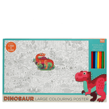 Load image into Gallery viewer, Великий плакат для розмальовки з олівцями "Маленькі динозаври"