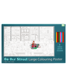 Load image into Gallery viewer, Великий плакат для розмальовки з олівцями «На нашій вулиці»