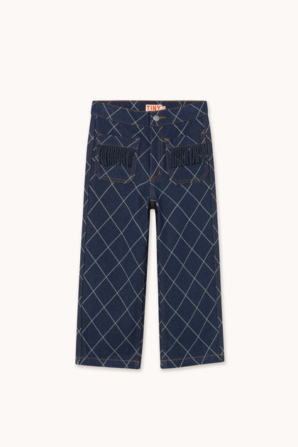 Джинси Diamond Pattern Fringe Denim Pant