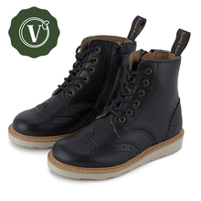 Load image into Gallery viewer, Чоботи Sidney vegan brogue kids чорна синтетична шкіра