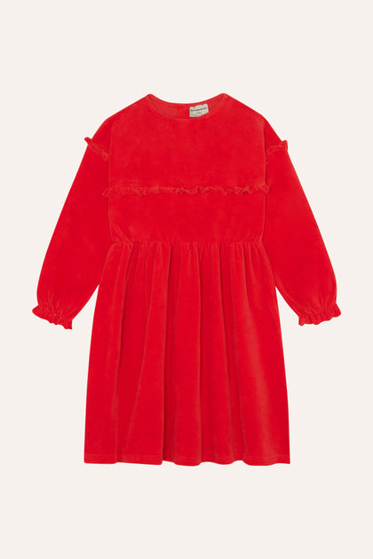 Червона велюрова сукня