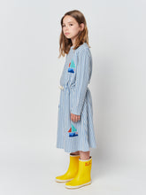 Load image into Gallery viewer, Blue stripes long sleeve dress
