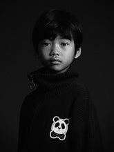 Load image into Gallery viewer, Светр Panda patch chunky knit half zip
