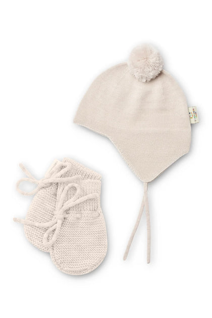Комплект шапка та рукавиці Merino Knitted Baby Bonnet