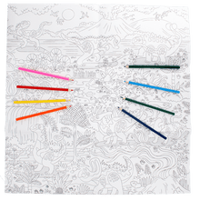 Load image into Gallery viewer, Великий плакат для розмальовки з олівцями "Маленькі динозаври"
