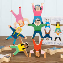 Load image into Gallery viewer, Гра з дерев'яними персонажами Wooden stacking characters game
