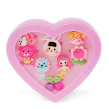 Load image into Gallery viewer, Набір каблучок 8 шт Cute rings in a heart box
