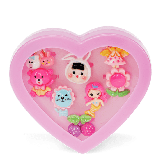 Набір каблучок 8 шт Cute rings in a heart box
