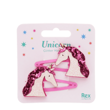 Load image into Gallery viewer, Набір заколок Glitter hair clips - Unicorn
