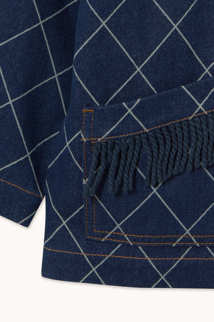 Куртка джинсова Diamond Pattern Denim Fringe