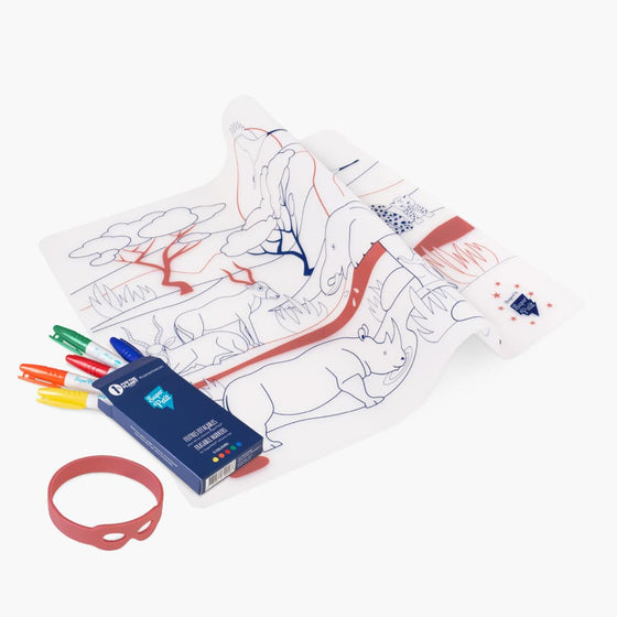 Набір з розмальовки, браслету та маркерів (5шт в пак) "Дика природа. Савана", SuperPetit