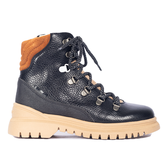 Черевики TEX-lace-up boot with contrast eyelet Angulus чорні