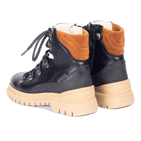 Черевики TEX-lace-up boot with contrast eyelet Angulus чорні