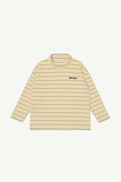 Гольф Roll Neck Rib Top - Banana Crepe Stripe