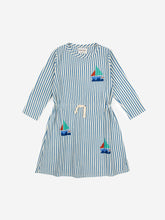 Load image into Gallery viewer, Blue stripes long sleeve dress
