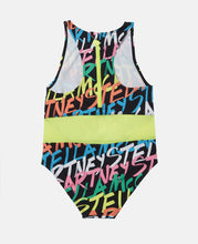 Load image into Gallery viewer, Scribble Print Logo Sports Swimsuit
